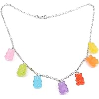 Cute Gummy Bear Necklace Colorful Resin Bear Pendant Necklace for Women Girls Professional and Attractive