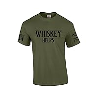 Patriot Pride Whiskey Helps Mens Funny American Flag Sleeve Short Sleeve T-Shirt Graphic Tee