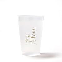 All You Need Is Love Frosted Party Cups - Gold Print