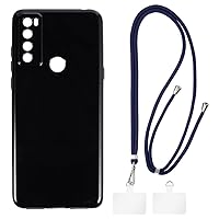 TCL 20 SE Case + Universal Mobile Phone Lanyards, Neck/Crossbody Soft Strap Silicone TPU Cover Bumper Shell for TCL 20 SE (6.82”)
