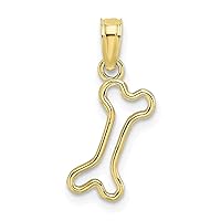10k Gold Mini Animal Pet Dog Bone Pendant Necklace Cut out and High Polish Measures 16.7x5.8mm Wide Jewelry for Women