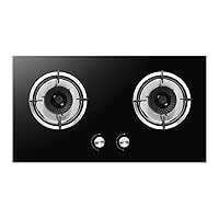 Gas Cooktop, Built-in 2 Burners Liquefied Gas Stove Household Kitchen Cooktops, Tempered Glass Gas Hob for Home