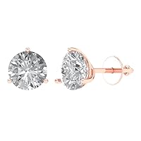 0.7 ct Brilliant Round Cut Genuine Lab grown Diamond Hoop VS1-2 I-J 18K White Gold Earrings Lever Back