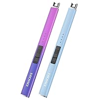 RAYONNER Lighter Electric Lighter Candle Lighter USB Lighter with Safety Switch Rechargeable Flameless Plasma (Pink&Violet Gradient+ Sierra Blue, Packs of 2)