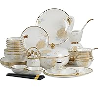 Tableware Set Chinese Household 60 Piece Ceramic Bowl and Dish Set