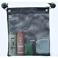 Mesh Bag Large Size, Food Storage, Toy Storage and Washing, Shower Tote Bag, Shower Organizer with Suction Cups Clips Cords, Black, 17