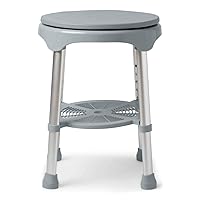 Durable Aluminum Frame, Round Shower Stool, Supports up to 300lbs, Grey