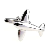 Airplane Plane Jet Commercial Pilot Pair Cufflinks in a Presentation Gift Box & Polishing Cloth
