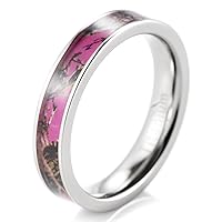 Women's 4mm Titanium Ring with Pink Tree Camo Inlay