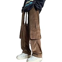 Solid Cargo Pants, Men' Multi Pocket Drawstring Trousers, Loose Casual Outdoor Work Pants Out