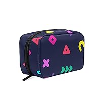 Different Colorful Geometric Shapes Printing Cosmetic Bag with Zipper Multifunction Toiletry Pouch Storage Bag for Women
