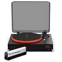 JBL Spinner BT AptX-HD Bluetooth Turntable Bundle with Carbon Fiber Record Brush (Black/Orange)