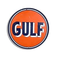 Vintage Round Gulf Gas Logo Sticker Decal (Motor Oil car Gasoline Decal) 4 x 4 inch