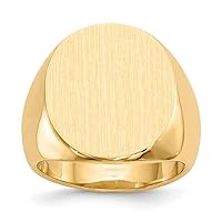 Jewels By Lux Monogram Initial Engravable Custom Personalized Polished For Men or Women 14K Yellow Gold 19.5x17.5mm Closed Back Men's Signet Band Ring
