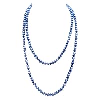 JYX Pearl Necklace 7-8mm Dyed-blue Freshwater Cultured Pearl Necklace Sweater Jewelry 46