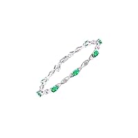 Rylos Stunning Emerald & Diamond XOXO Hugs & Kisses Tennis Bracelet Set in Sterling Silver - Adjustable to fit 7