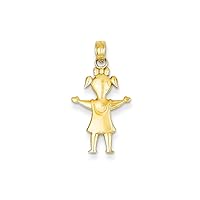14k Yellow Gold Polished Open back Solid Satin Girl With Pig tails Charm Pendant Necklace Measures 22.6x13.15mm Wide Jewelry for Women