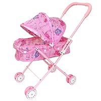 Baby Doll Stroller, 22inch Cartoon Graffiti Hood Stroller for Baby Doll, Foldable Large Capacity Doll Pram, Doll Pushchair Toys for Kids Toddlers 3-5