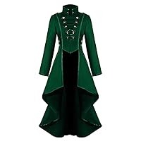 Long Sleeve Jacket For Women Medieval Vintage Steampunk Tailcoat Button Long High Neck Jacket Trendy Vittoria Dress
