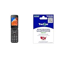 TracFone TCL Flip 2 16GB Black Prepaid Phone Bundle with Keep Your Own Phone Prepaid SIM Kit