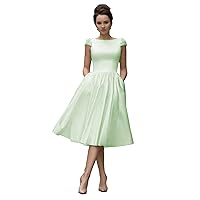 Women's Short 1950s Retro Vintage Cocktail Party Swing Dresses Short Wedding Dress for Bride