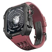 FKIMKF Luxury Watch Strap for Apple Watch 8/7/Series, Titanium Case, Fluoride Rubber, Luxury Watch Strap for iWatch 45mm Watch Strap, Retrofit Kit, Upgrade Watch Strap and Case