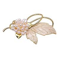 JYX Pearl Maple Leaf Rice Tiny Pearl Ball Brooch Pin 3.5mm White Freshwater Pearl Brooches Scarf Pin