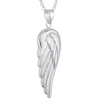 Vinani AFMG-T Pendant Large Wing Matte Shiny Angel with Pea Chain Sterling Silver 925 Chain Italy