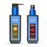 Blue Nectar Honey Aloe Vera Detan Face Wash (8 Herbs, 3.38 Fl Oz) and Shubhr Steam Distilled Rose Toner Water & Face Tonic Mist (3.4 Fl Oz)