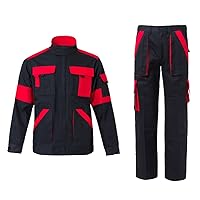 GMOIUJ Men Working Clothes Welding Suit Jacket and Pants Wear Resistant Clothing Workwear Work Suit for Mechanic