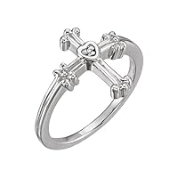 925 Sterling Silver 5 Dwt Polished Diamond Religious Faith Cross Ring Size 6.5 Jewelry Gifts for Women
