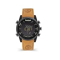 Timberland Men's Digital Quartz Watch with Leather Strap TDWGD2104703, Black, strap