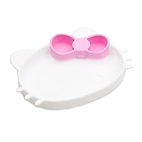 Bumkins Toddler and Baby Suction Plate, Silicone Grip Dish, Baby Led Weaning, Kids Feeding Supplies, Non Skid Sticky Bottom, Platinum Silicone, for Children Ages 6 Months Up, Hello Kitty