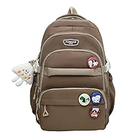 Kawaii Backpack with Kawaii Pin and Accessories, Harajuku Cute Backpack Purse Y2K Travel Backpack Fashion Shoulder Bag (brown)