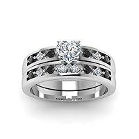 Choose Your Gemstone Kite Diamond CZ Ring Setting with Matching Band Sterling Silver Heart Shape Wedding Ring Sets Matching Jewelry Wedding Jewelry Easy to Wear Gifts US Size 4 to 12