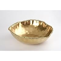 Pampa Bay Titanium-Plated Porcelain Oversized Serving Bowl, 15 Inch, Matte Gold Tone, Oven, Freezer, Dishwasher Safe