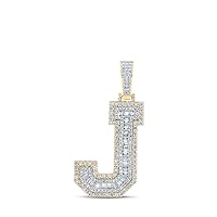 Jewels By Lux 10K Yellow Gold Mens Baguette Diamond Initial Letter Charm Pendant