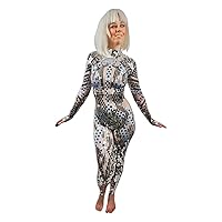 Sequin Bodysuit For Women - Trinity Reflective Mirror Sequin Jumpsuit For Disco Parties, Rave Sparkly Bodysuit