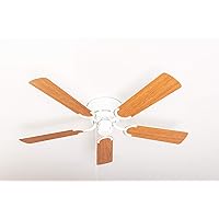 Pepeo - Kisa Ceiling Fan without Lighting | Fan with Pull Switch in White with Reversible Blades in White and Maple Wood Look, Diameter 105 cm. (Colour: White, White/Maple)