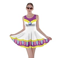 CowCow Womens Alice Wonderland Princess Drawfs Mermaid Day of The Dead Sugar Skull Skater Dress, XS-5XL