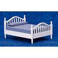 Melody Dollhouse White Spindle Double Bed Miniature Bedroom Furniture 1:12 Scale