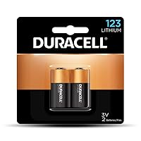 Duracell DL123AB2BPK Ultra High-Power Lithium Battery, 123, 3V, 2/Pack