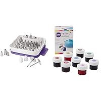 Wilton Cake Decorating Tip Set (55-Piece) and Icing Colors (8-Count)