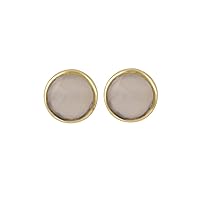 Gold Plated Design White Moonstone. Gemstone Brass Handmade Stud Earrings Jewelry