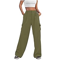 Cargo Style Wide Leg Dress Pants Women High Waisted Work Business Pants Causal Loose Palazzo Trousers with Pockets
