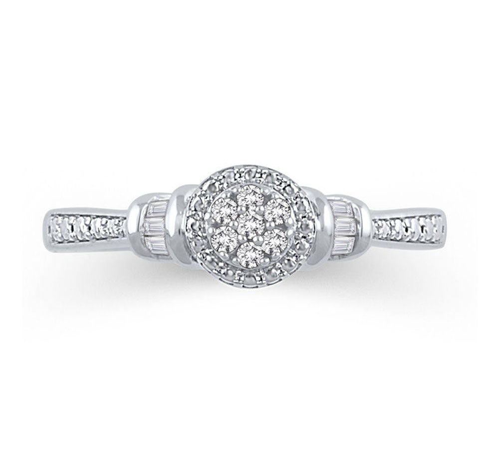 EternalDia 0.10 Cttw Composite Diamond Cluster Promise Ring in 925 White Finish Sterling Silver (I-J/I2-I3)