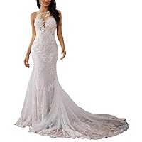 Sheath/Column Lace Scoop Sleeveless Court Train Wedding Dresses JS021