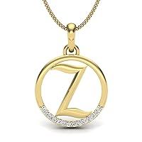 925 Sterling Silver Z Letter Initial Pendant Necklace with Moissanite Link Chain 18