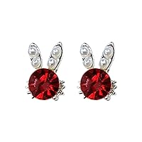 Earrings for Women Cute Elegant Colored Diamond Rabbit Earrings Red Rabbit Earrings