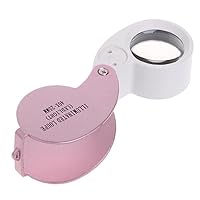 1pc 40x 25mm Glass Magnifying Magnifier Len Jeweler Eye Jewelry Loupe with Led Light M10, Pink